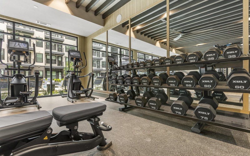 fitness center with ample equipment